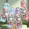 1PC Gnome Santa Dwarf Cartoon Pattern 750ml Color Plastic Sports Water Bottle Leakproof Flip Straw Lid Suitable for Sports Office Home Use