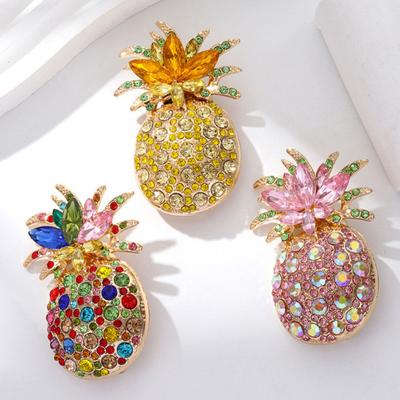Yousheng Women Brooch Dazzling Rhinestones Inlaid 3D Pineapple Design Brooch Suit Lapel Sweater Dress Coat Badge Dresses Suits Handbags Jewelry