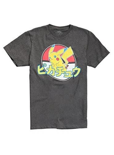 Pokemon Pikachu Kanji Charcoal Heather T-Shirt 110