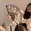 Lace Decorative Fans Folding Hand Fan Black White Dancing Fans Wedding Party Stage Performance Fan Gifts For Guest