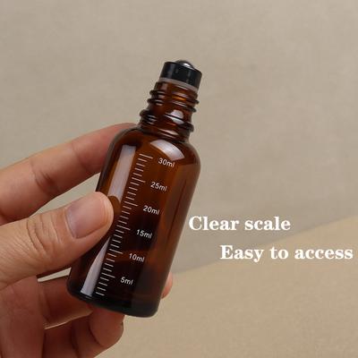 1 Stück 5 ml, 10 ml, 15 ml, 20 ml, 30 ml, 50 ml, leere braune Rolle auf Glasflaschen, Rollerball für Parfüm, ätherisches Öl, flüssige Substanzen