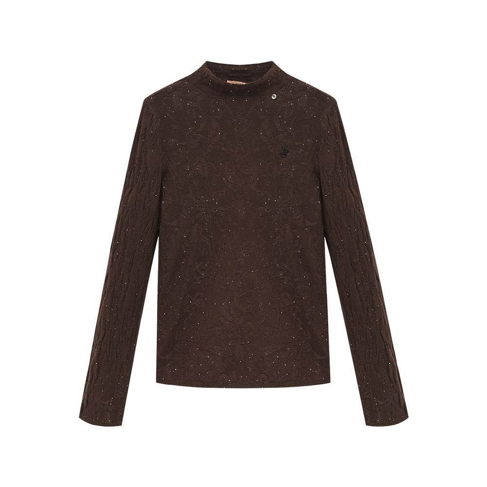 BHPOLOCLUB Women'S Wrinkle Sparkling Half-Neck Knit Tk289