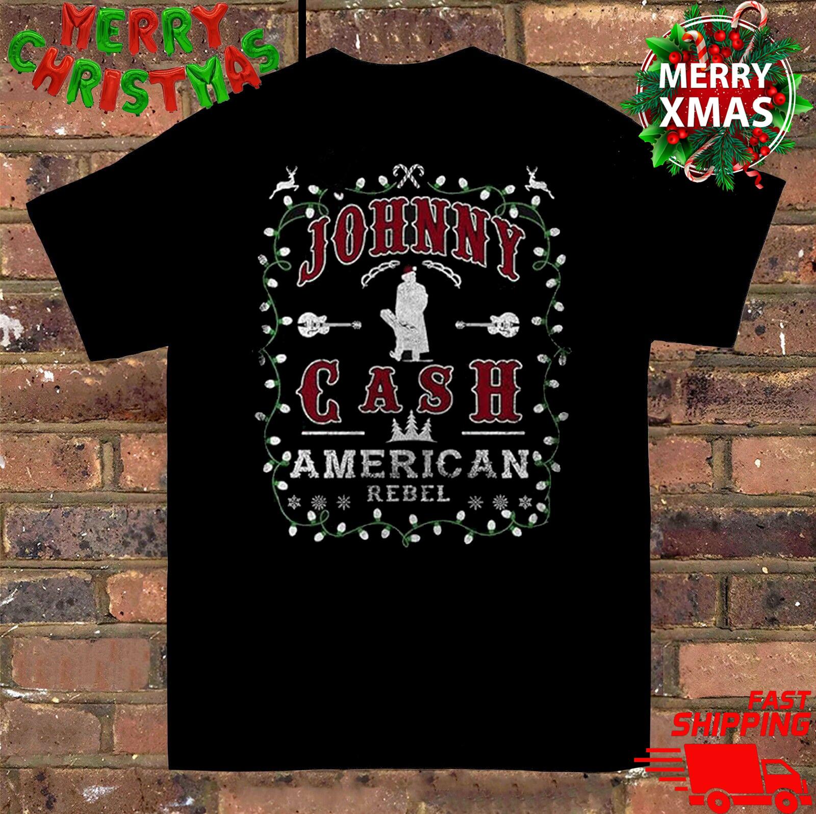 Absolute Cult Johnny Cash Men s Christmas Label T-Shirt Xmas NI145 Unisex T-Shirt XXL