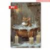 Vintage Mouse Bathing Metal Poster, Wall Art for Bathroom Decor