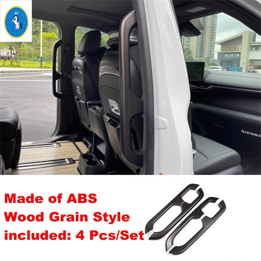 4 шт. Для Toyota Sienna 2024 2025 Автомобильные внутренние накладки на подлокотники задних дверей Декоративные аксессуары из АБС-пластика Рамки Наклейки Wood Grain Style