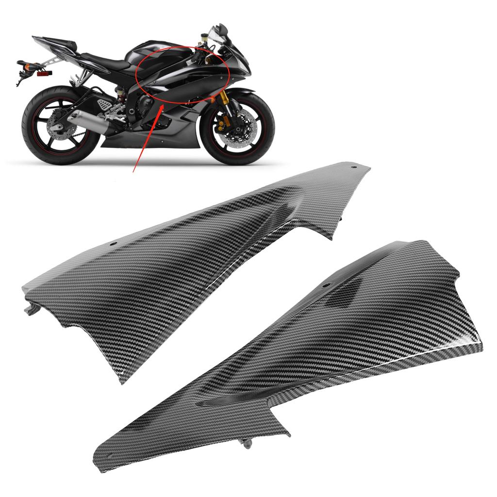2pcs Carbon Fiber Style Motorcycle Side Air Duct Cover Fairing Insert Part Fit for Yamaha YZF R6 2006‑2007