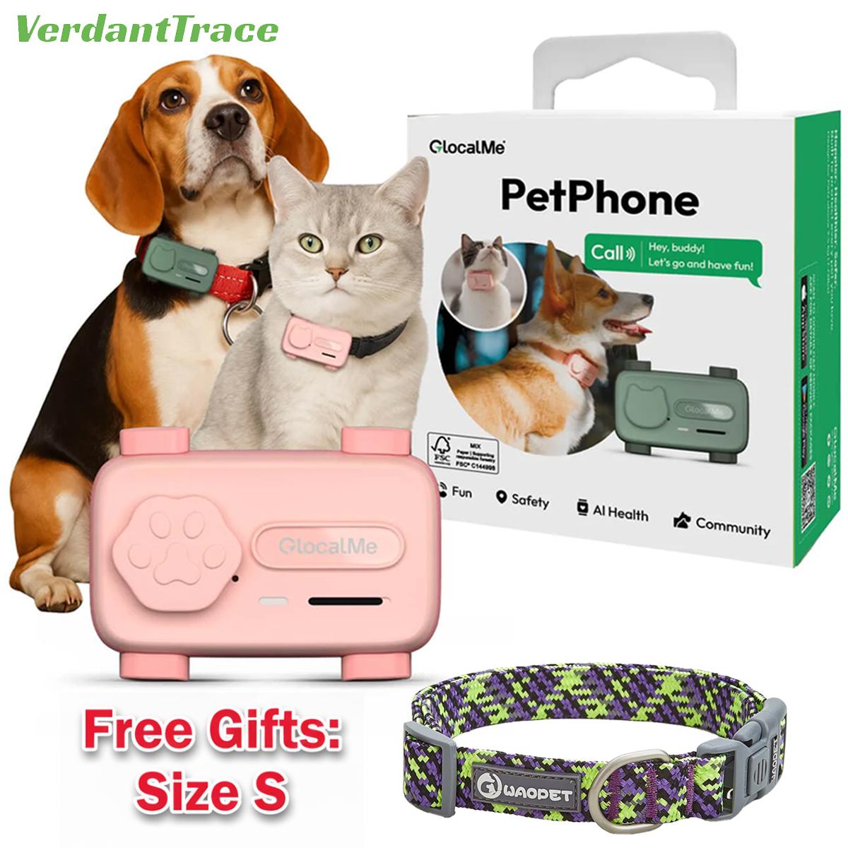 

GlocalMe PetPhone Pet GPS Tracker WiFi Pet Phone for Dogs Cats AI Health Alerts Two-Way Call Real-Time Tracking Geo-Fencing светло-зеленый