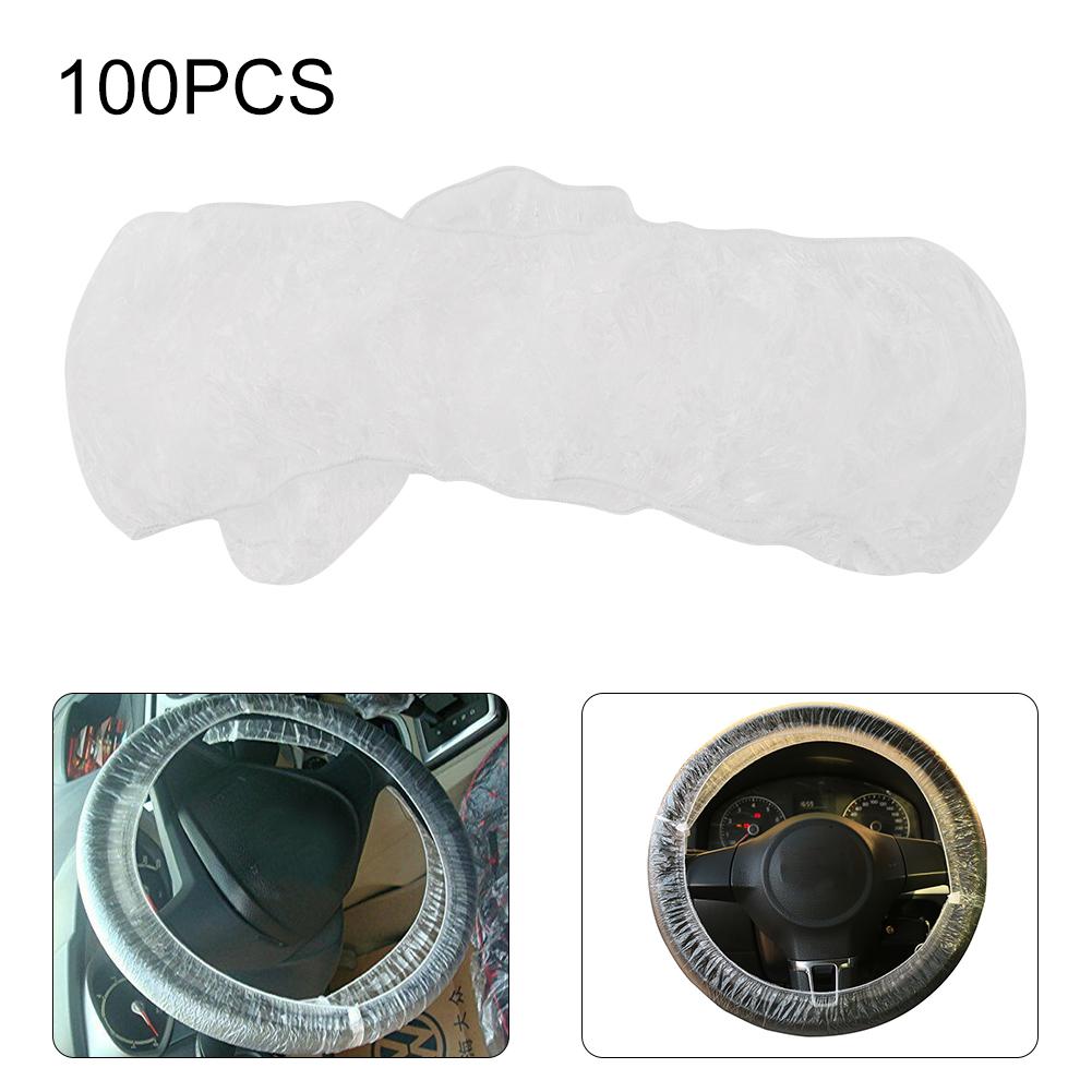 100pcs Elastic Disposable Plastic Steering Wheel Cover Dustproof Waterproof Universal for Car
