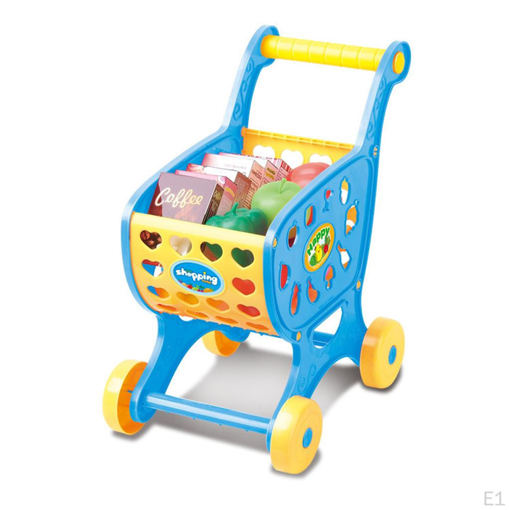 Shopping Cart Supermarket Trolley Toy With Fruits