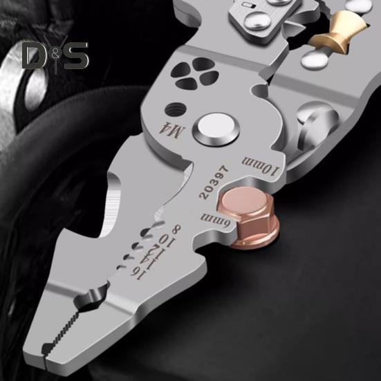 16 In 1 Foldable Wire Stripper Multifunctional Wire Crimping Stripping Cutting Tool Portable Stainless Steel Wire Stripper for Electricians DIY