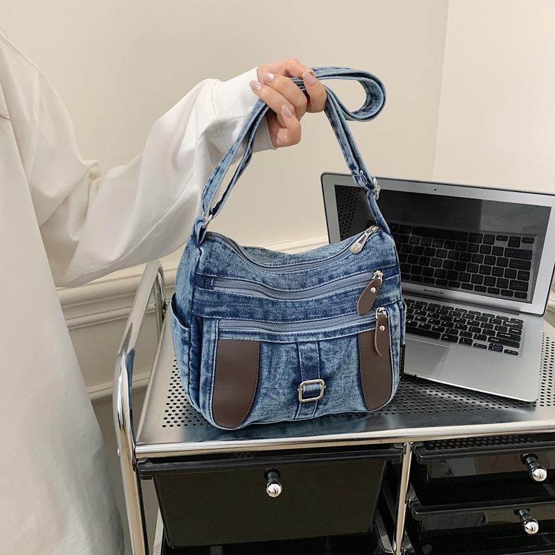 Fashion Vintage Design Women's Crossbody Bag High Quality Denim Fabric Shoulder Bag Large Capacity Tote Bag Lightweight Handbags