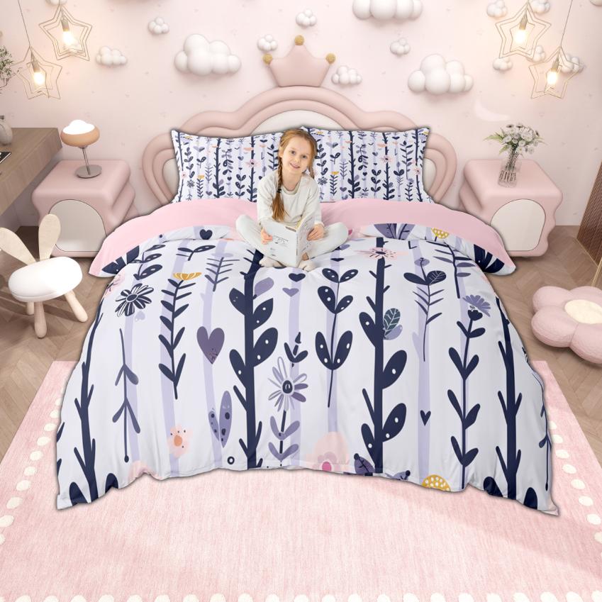Homewish Vintage Floral Duvet Cover Set for Girls Women, Garden Flower Bedding Set, Chic Blossoms Quilt Cover Set
