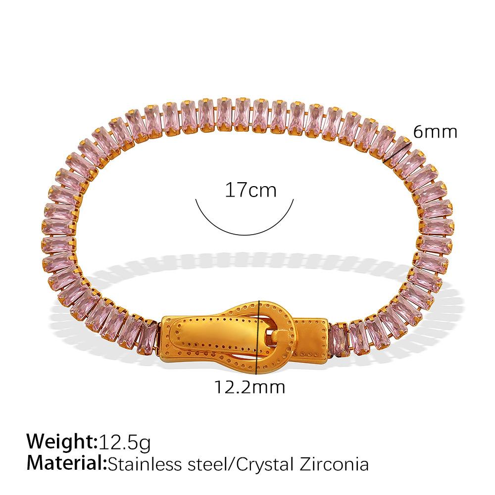 Waterproof Ins Light Luxury Buckle Colorful CZ Magnetic Clasp 18K Gold Plated Tennis Bracelets With EU Reach US CPSIA Standard
