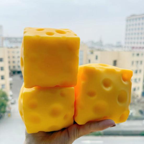 Large Cheese Squeeze Toy Stress Relief Cheese Block Fidget Toy Relaxation Focus Aid Stress Ball Simulated Cheese Cube Sensory Toy