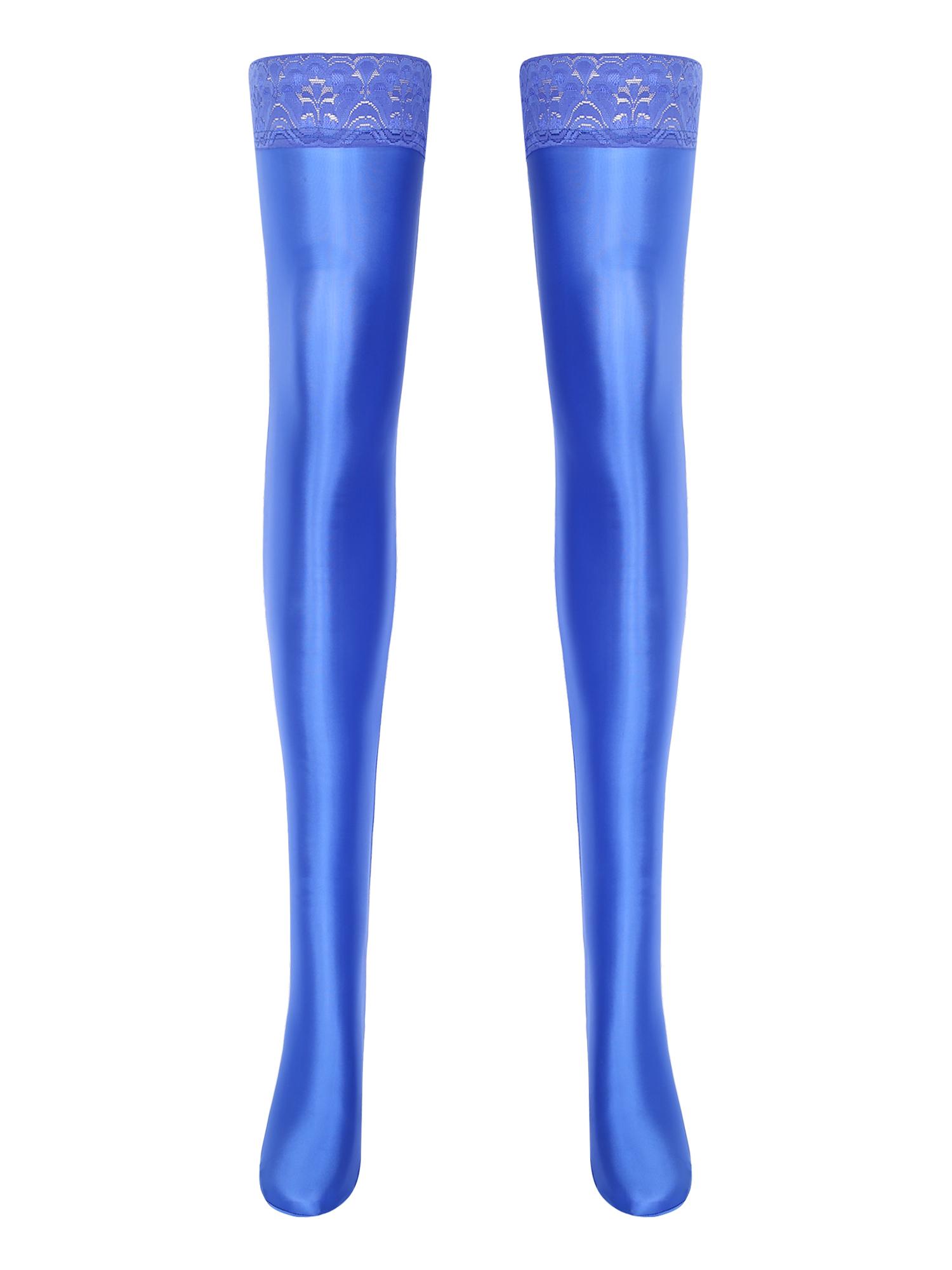 

Womens Thigh High Stockings Anti-Slip Silicone Lace Trim Party Wear One Size синій