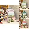 Nylon School Backpack For Girls With Shoulder Strap And Cartoon Letter Print Design For School And Travel