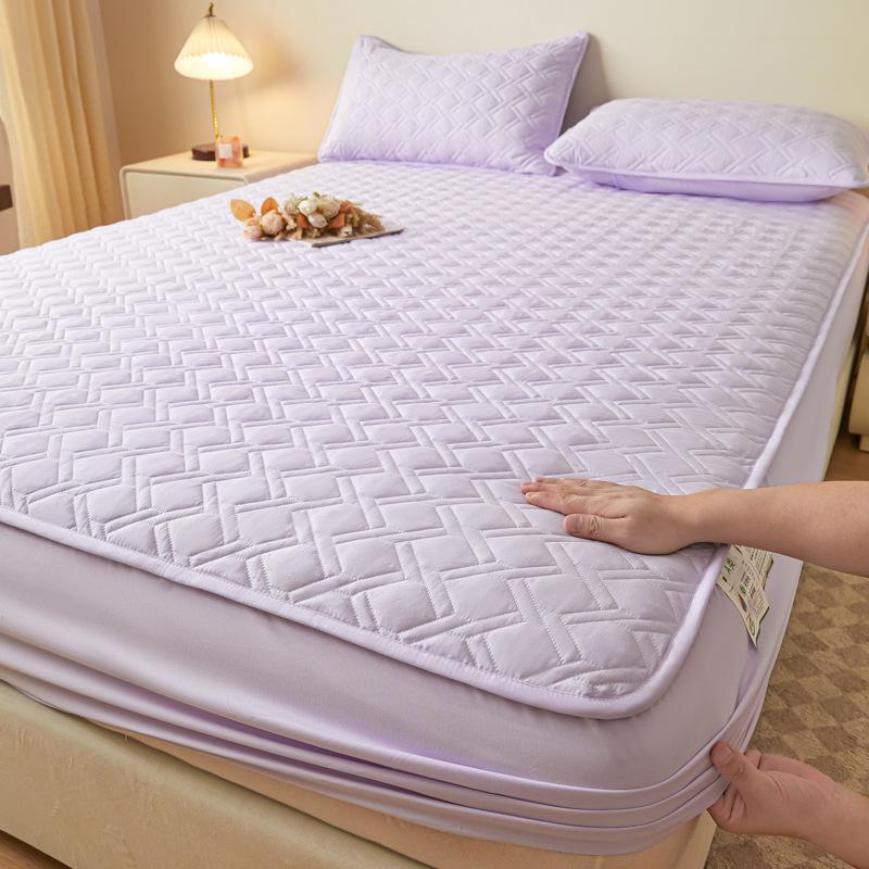 Class A maternal and infant grade solid color mattress three-piece set, cotton padded dust cover, washed cotton non-slip mattress cover