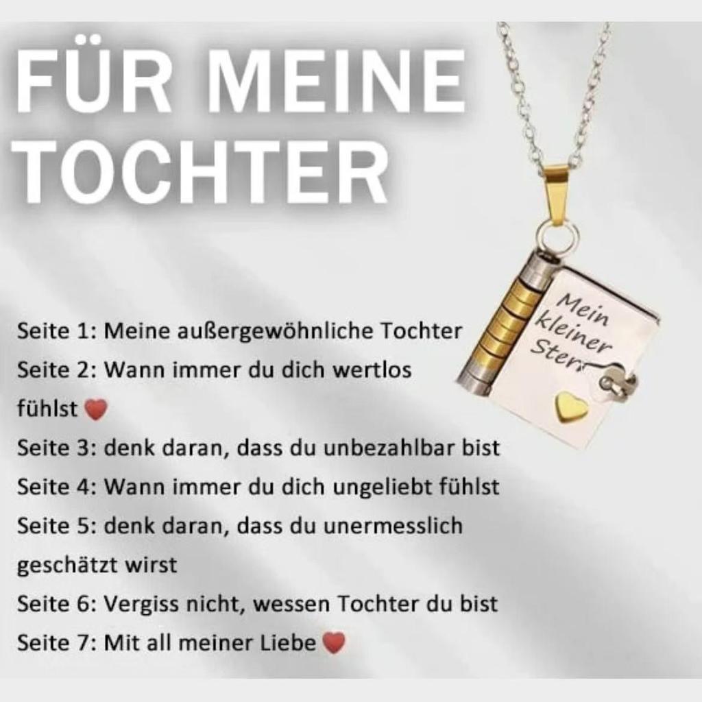 Europäische & Amerikanische Kreative Liebesbrief Titanstahl Halskette mit Gravur, Öffnbares Geschenk für Enkelin.