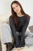 Women's Fashionable Stylish Sweater Ecru Openwork Hole Crew Neck Knitwear Sweater