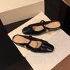 Grape mother silver single shoes wrinkled temperament square head half tray women's shoes soft sole not tired feet 2025 autumn new shoes
