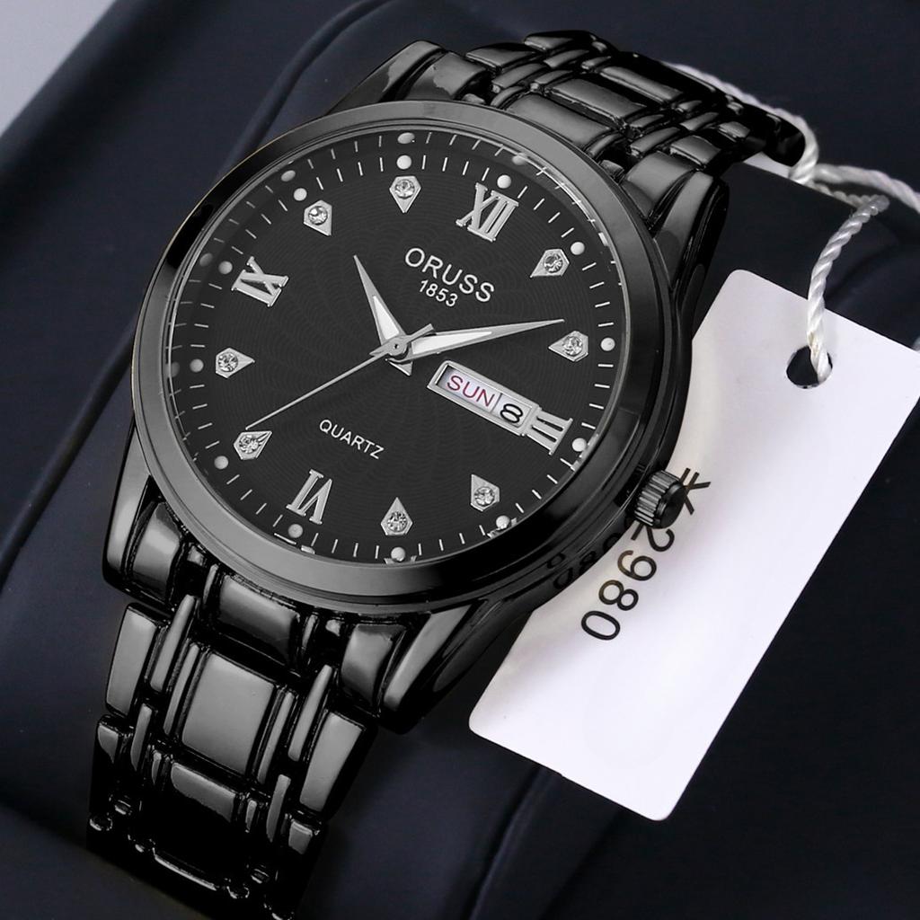 Relógio de quartzo comum automático com ponteiro redondo masculino à prova d'água relógio de calendário duplo