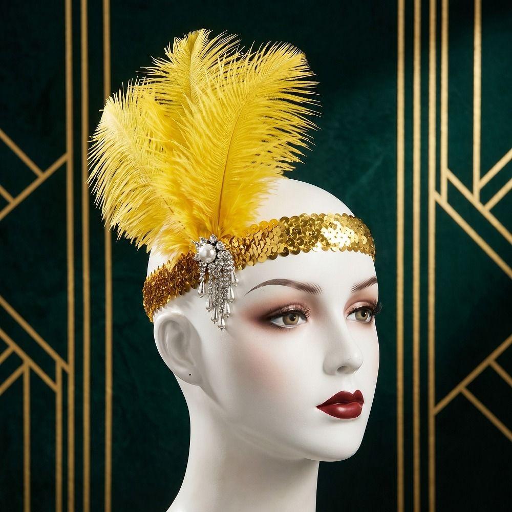 Jaren '20 Damesveer Hoofdband Pailletten Meisjes Haar Hoepel Veer Hoofdtooi Feest Haaraccessoires