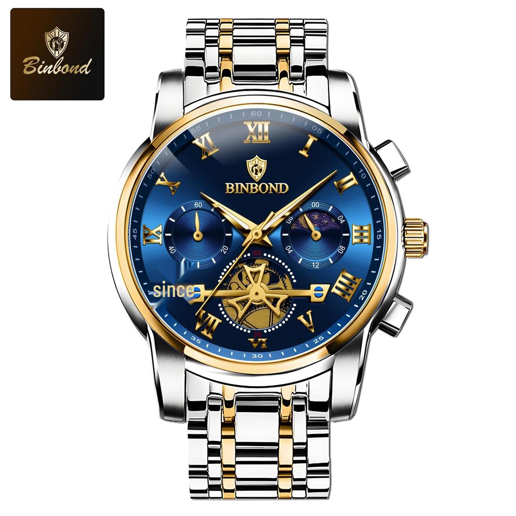 Binbang Luminous Skeleton Waterproof Quartz Men's Watch