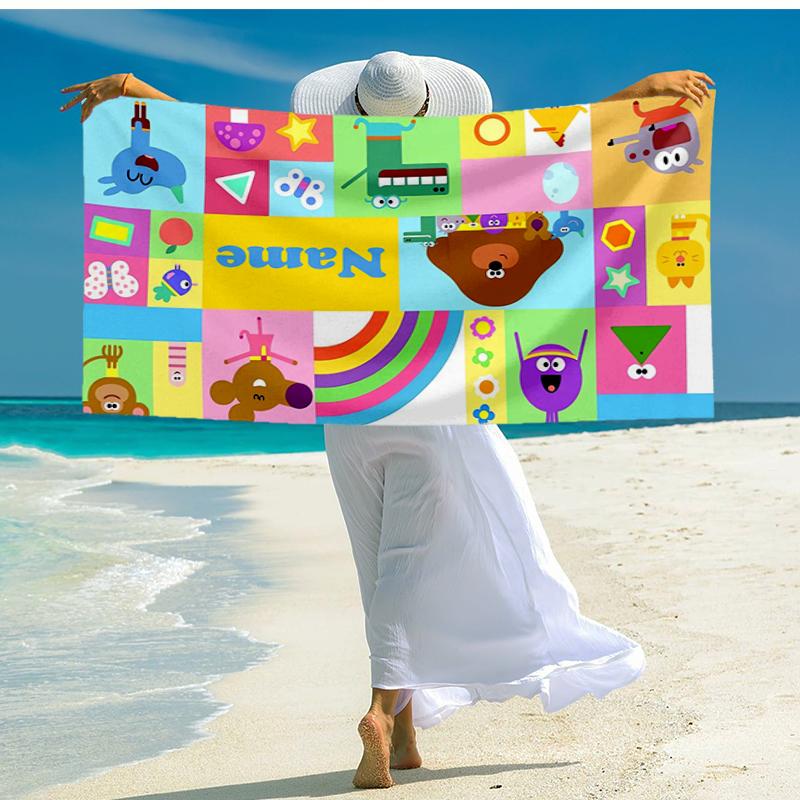 Custom Name Ultra-Soft Beach Towel with Hey Duggee Theme,Ideal for Pool - Camping, Diving - Perfect Travel Essential, Vibrant Beach Towel.
