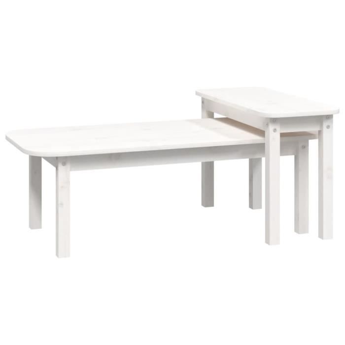 VidaXL Ensemble de tables basses 2 pcs Blanc Bois massif de pin 822363