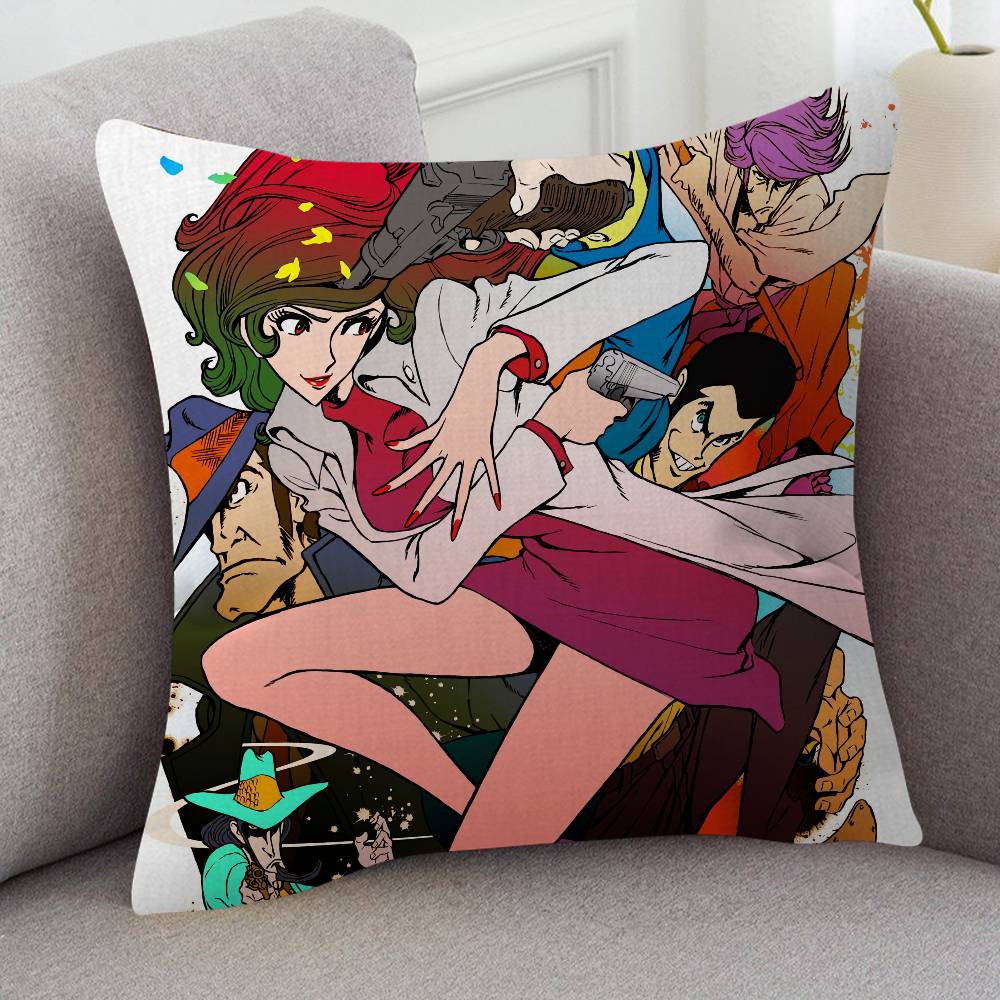 Anime Lupin The Third Soft Comfortable Pillow Case Cartoon For Sofa Living Cat Room Home Office Retro Decor Protective Cover