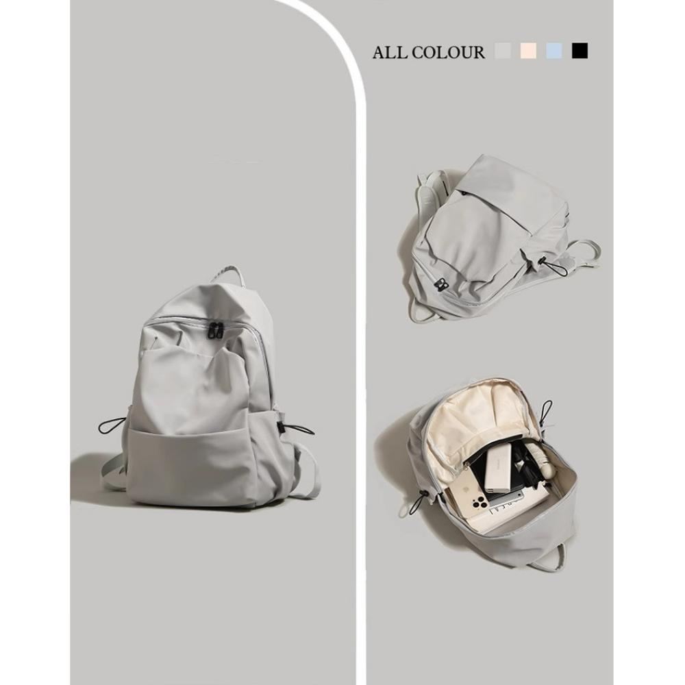 New Korean Version Versatile Schoolbag Men's Solid Color Backpack Girls' High School Backpack College Student Computer Bag High-end Feeling