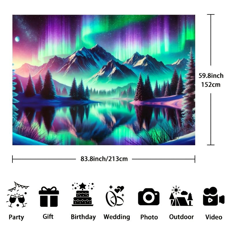 2D Flat Banner Aurora Borealis High-definition Aurora Borealis Mountain and Forest Scenes Event Background Decoration