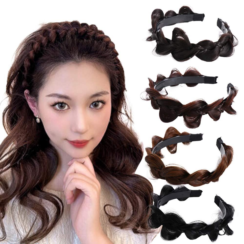 Wide-brimmed Fishbone Braid Female Hairbands Wide Hair Hoop Wig Headband Korean Style Headwear