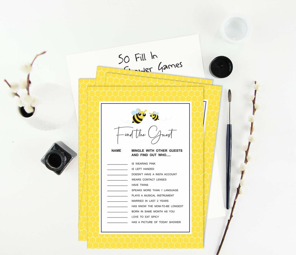 Inkdotpot Gender Neutral Honey Bee Party Supplies-Set Of 50 Baby ShowerA  Prediction Cards For Baby Shower