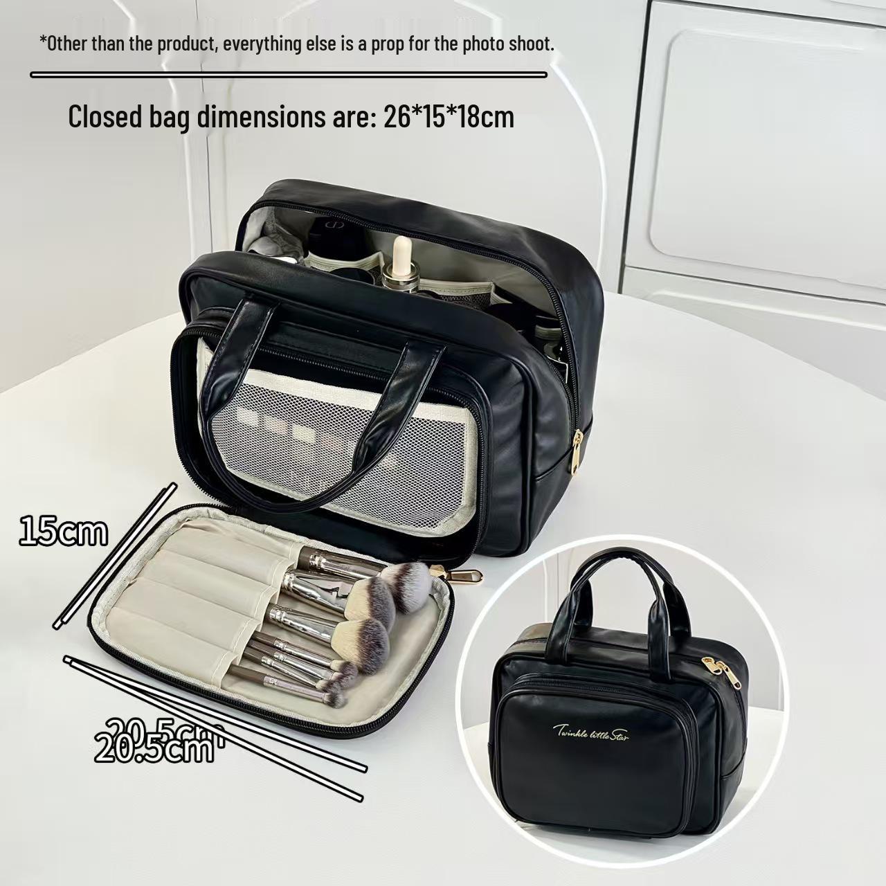 

Deluxe Large-Capacity Layered Storage Bag for Organized Travel and Cosmetics 26x15x18 cm чёрный