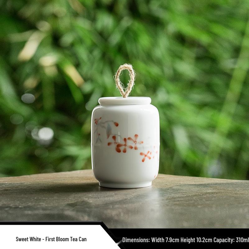 Moisture-Proof Jade White Porcelain Tea Caddy - High-Grade Sealed Ceramic Storage Jar with Custom Logo