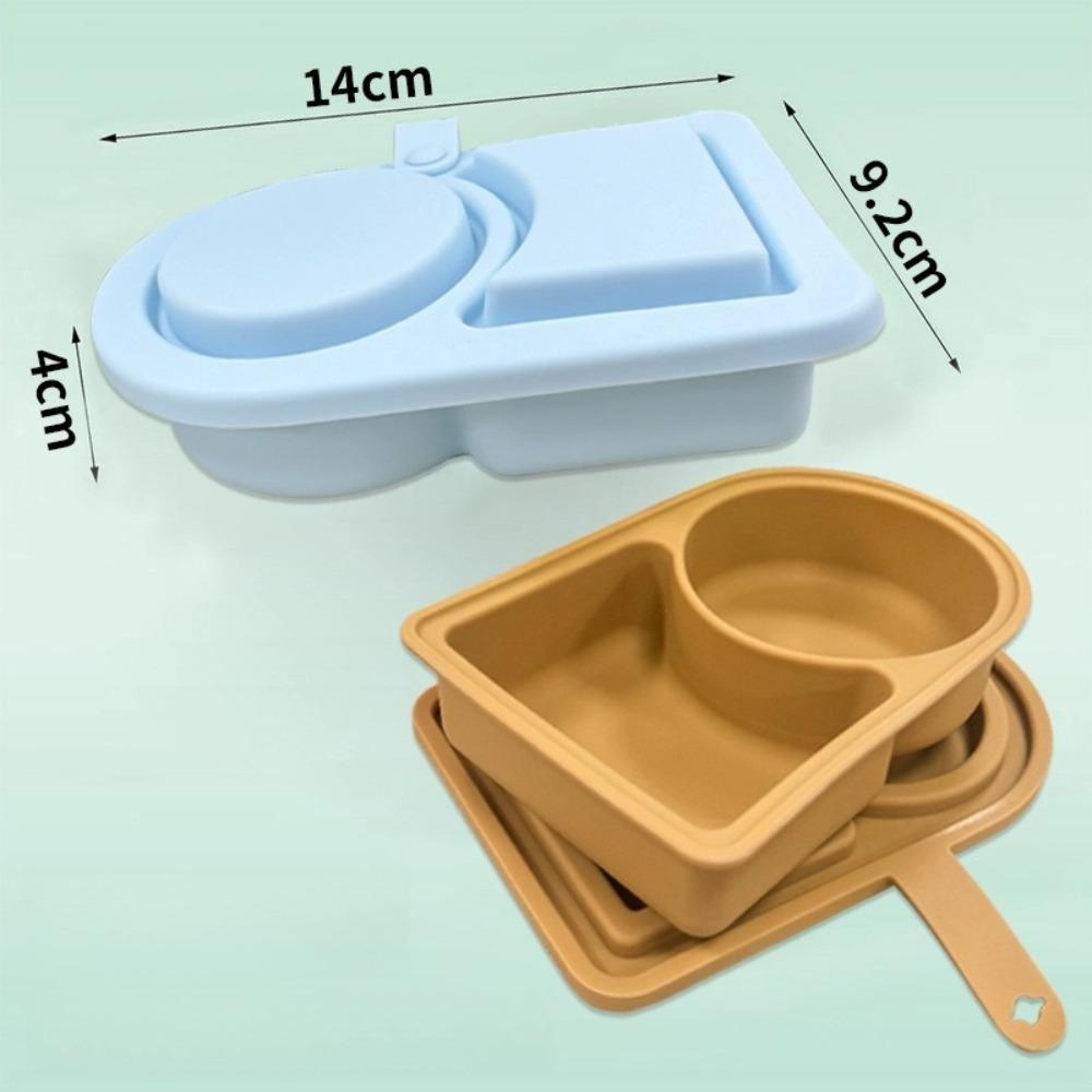 Silicone Snack Containers 2 Compartment with Lids Food Dispenser Sauce Dish Reusable Salad Dressing Container for Picnic Travel