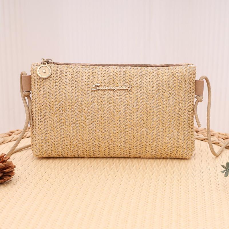 New women's straw bag, simple personality, long wallet, large capacity, main bag, mobile phone bag, change bag.