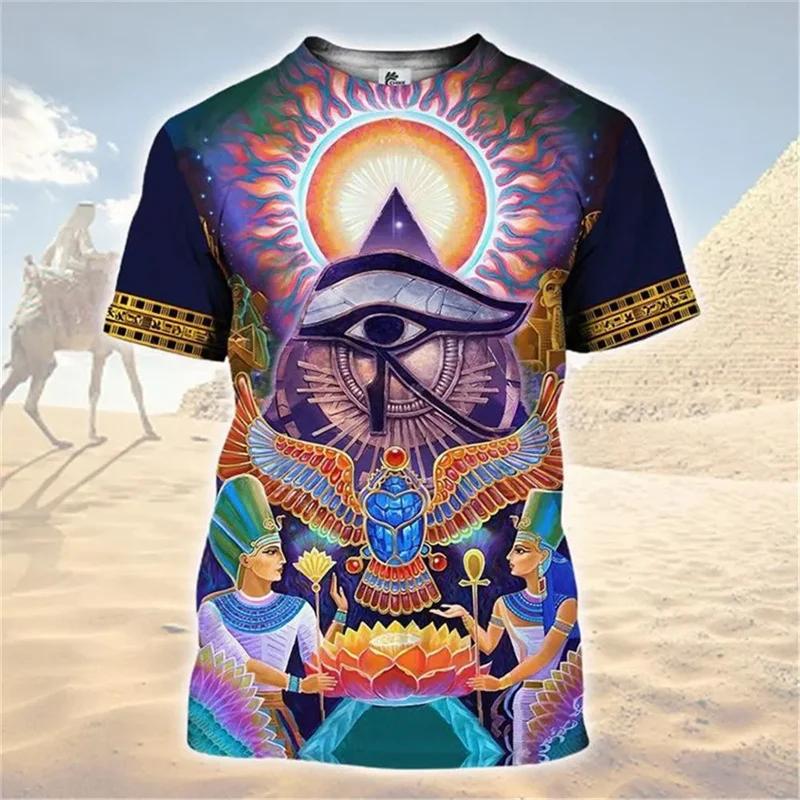 

Ancient Egypt Goddess T Shirt For Men Vintage 3D Printed Egyptian Short Sleeve Summer Street T-Shirts Fashion Loose Tops Tees 6XL