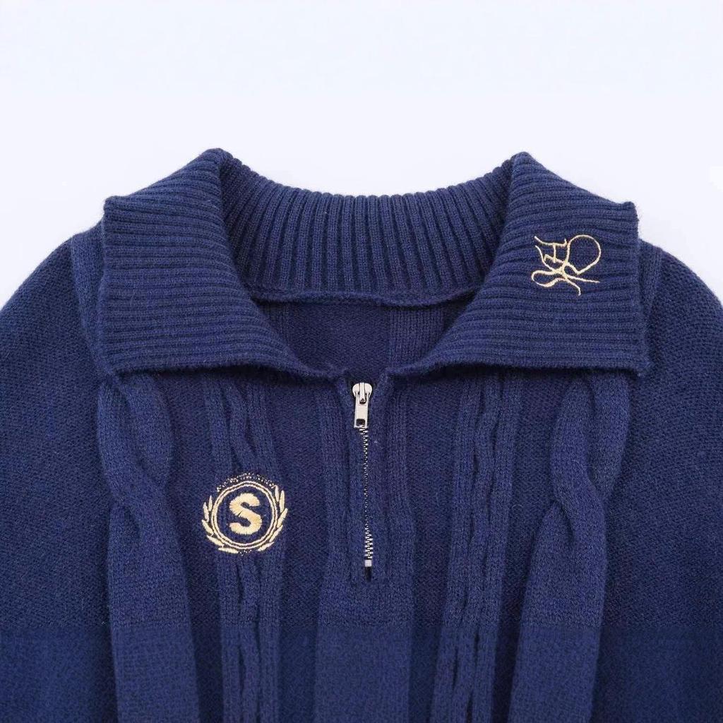 European Women's Autumn Embroidered Knit Pullover - Fashionable and Trendy Design