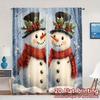 2pcs,Curtains Cute Snowman Couple Winter Popular Creative Curtains Fabric Curtains Thermal Insulation, and Room Darkening
