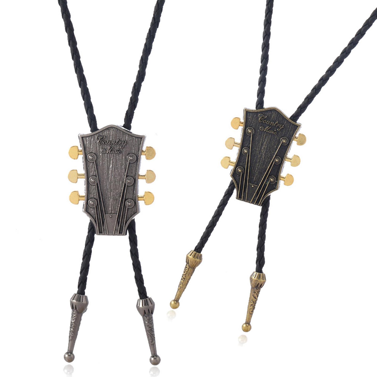 

2 шт. Винтажный гитарный галстук Регулируемый кожаный галстук Мужской Западный аксессуар для родео для любителей музыки и рок-энтузиастов