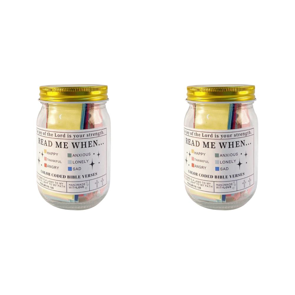 1/2Pcs Bible Verse Jar Bible Verses in A Jar Color Coded Blessings Jar 60 Cards Give The Comfort of God's Best Christian Bible