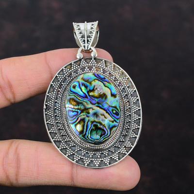 Abalone Shell Pendant Handmade Pendant 925 Sterling Silver Pendant Vintage Pendant Abalone Shell Jewelry Genuine Gemstone Pendant For Gift