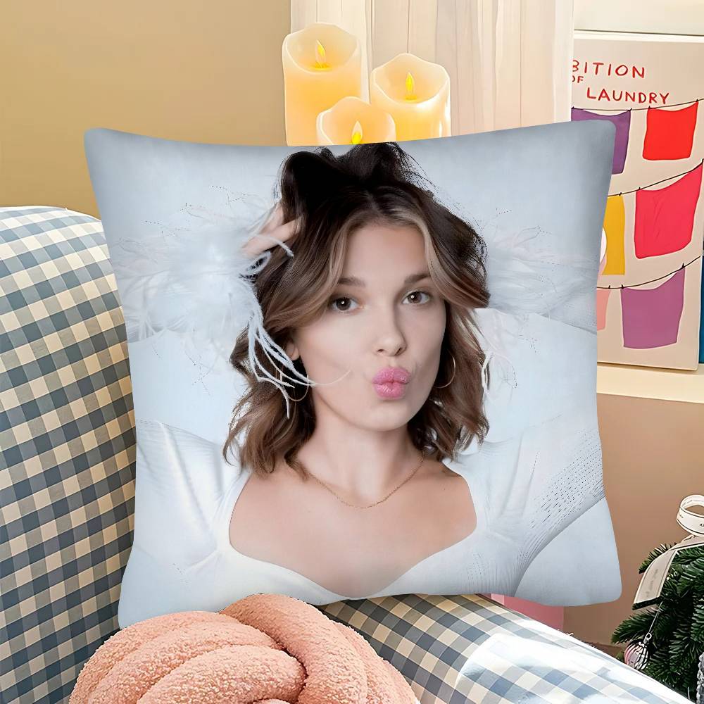 pc Millie Brown Stranger Pillow Case Fashion Square Pillowcase Bedroom Sofa Room Ins Decoration Leisure