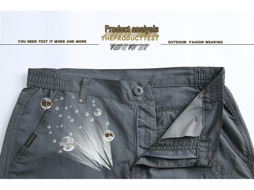 Pánské rychleschnoucí outdoorové turistické kalhoty - Podzim/Zima, S plusovým sametem, Vícekapsové, Volný střih, Velká velikost.