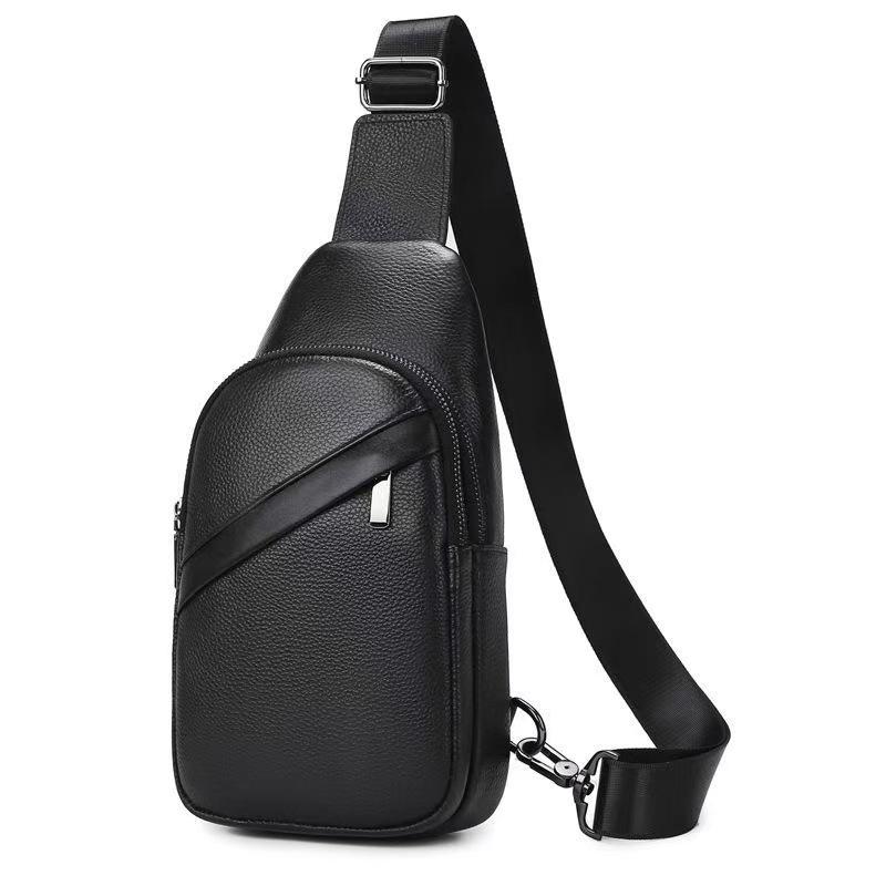 Men's Genuine Leather Crossbody Shoulder Bag - Korean Style Trendy Fashion, Chest Bag Business Top Layer Cowhide