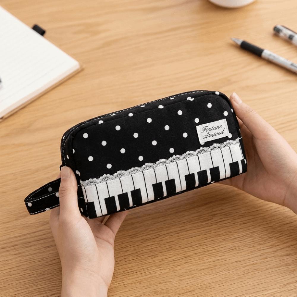 Met Handvat Piano Potloodtasje Kant Pen Tas Kawaii Stippen Potloodtasje Bureau Opberging