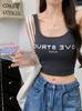 #Human Cotton Letter Printing Spice Girl Outer Wear Sling Vest Slim Fit Versatile Beautiful Back Lazy People Free Underwear Top
