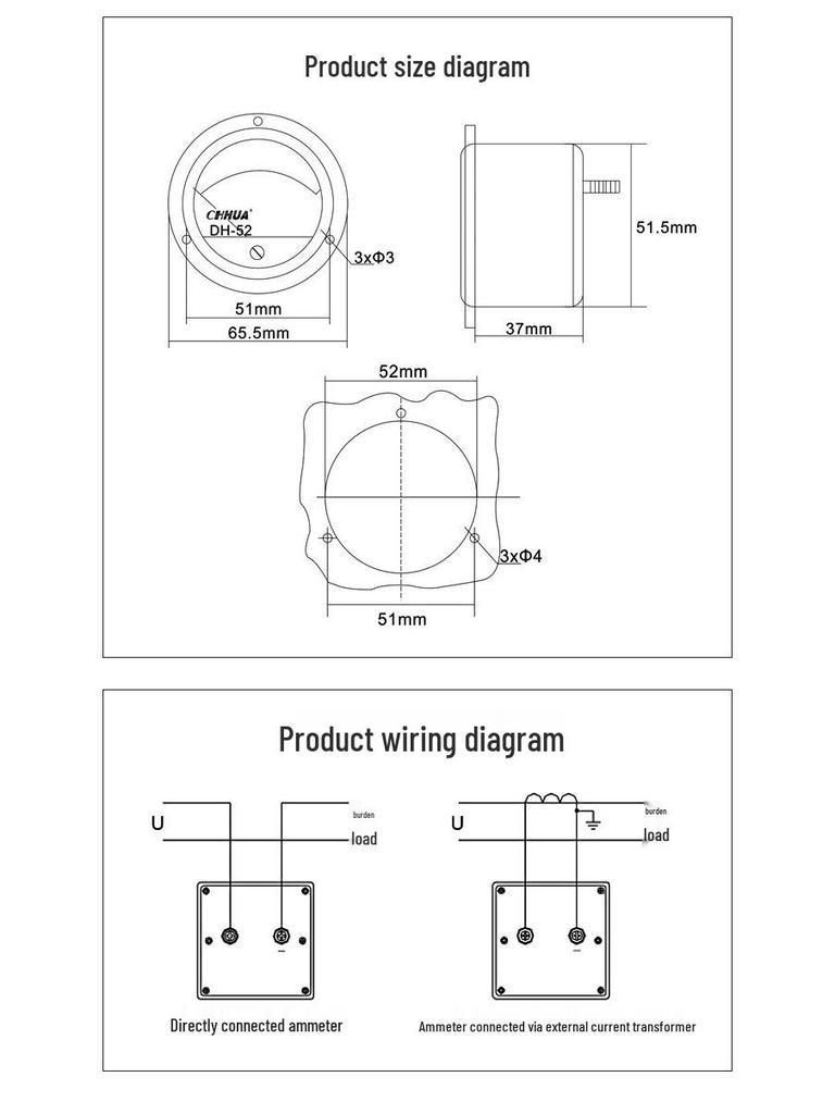 Huawei DH-52 AC Ammeter for Current Measurement (1A-50A Direct)